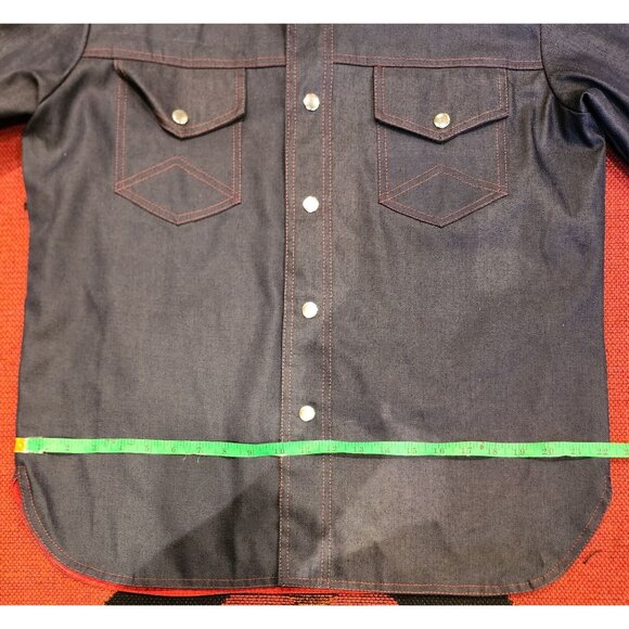 Christopher Road Denim Western Shirt Jacket With Red Stitching & Snap Buttons - Picture 8 of 9